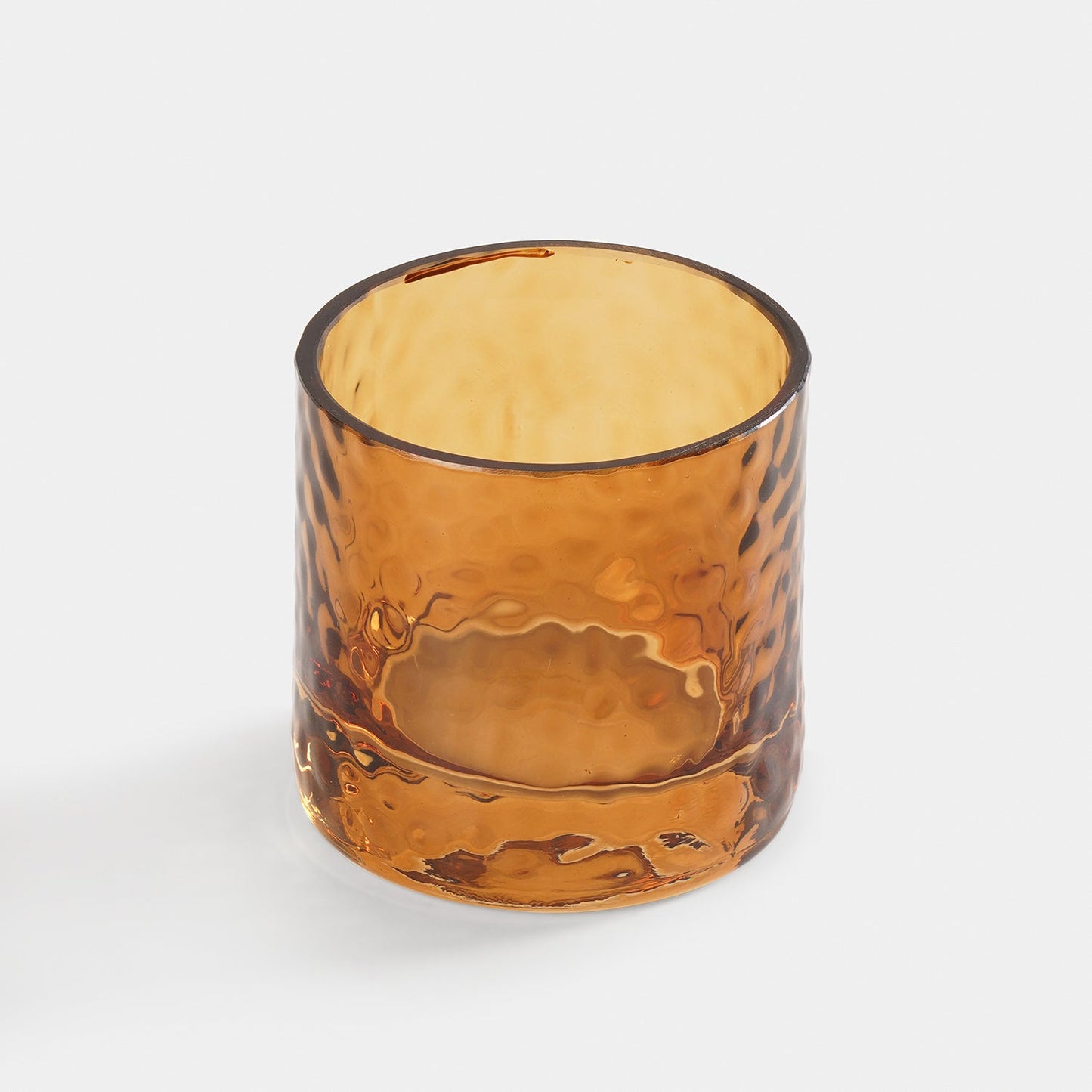Set of 2 Amber Textured Glass Tealight Candle Holder