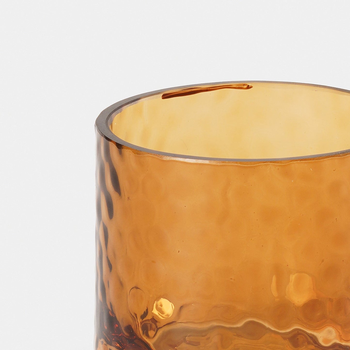 Set of 2 Amber Textured Glass Tealight Candle Holder