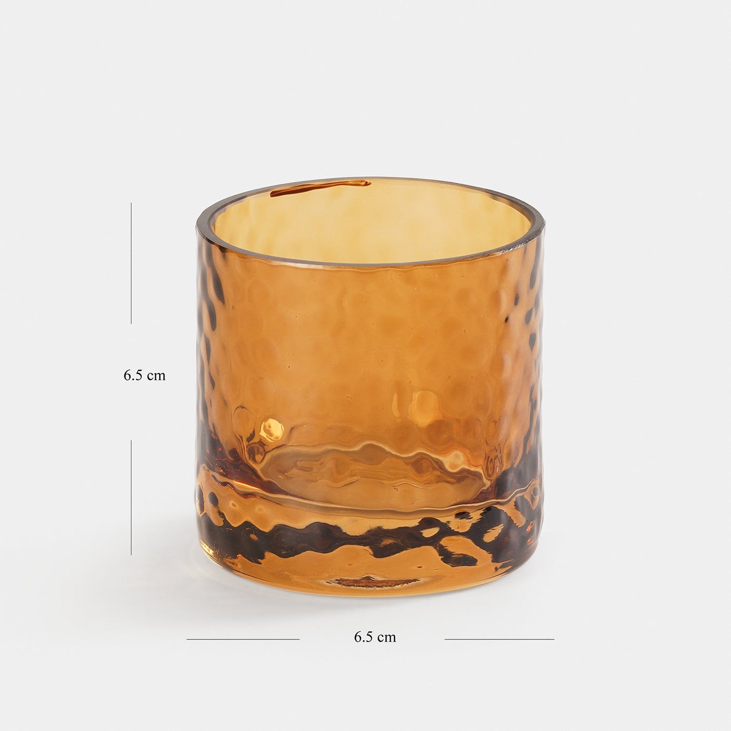Set of 2 Amber Textured Glass Tealight Candle Holder