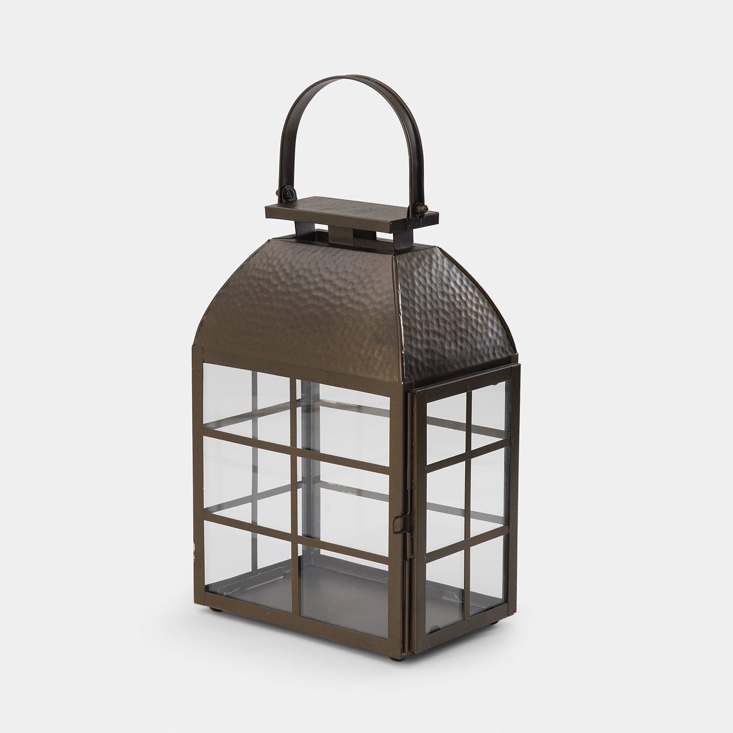 Brown Antique Finish Hammered Lantern - Small