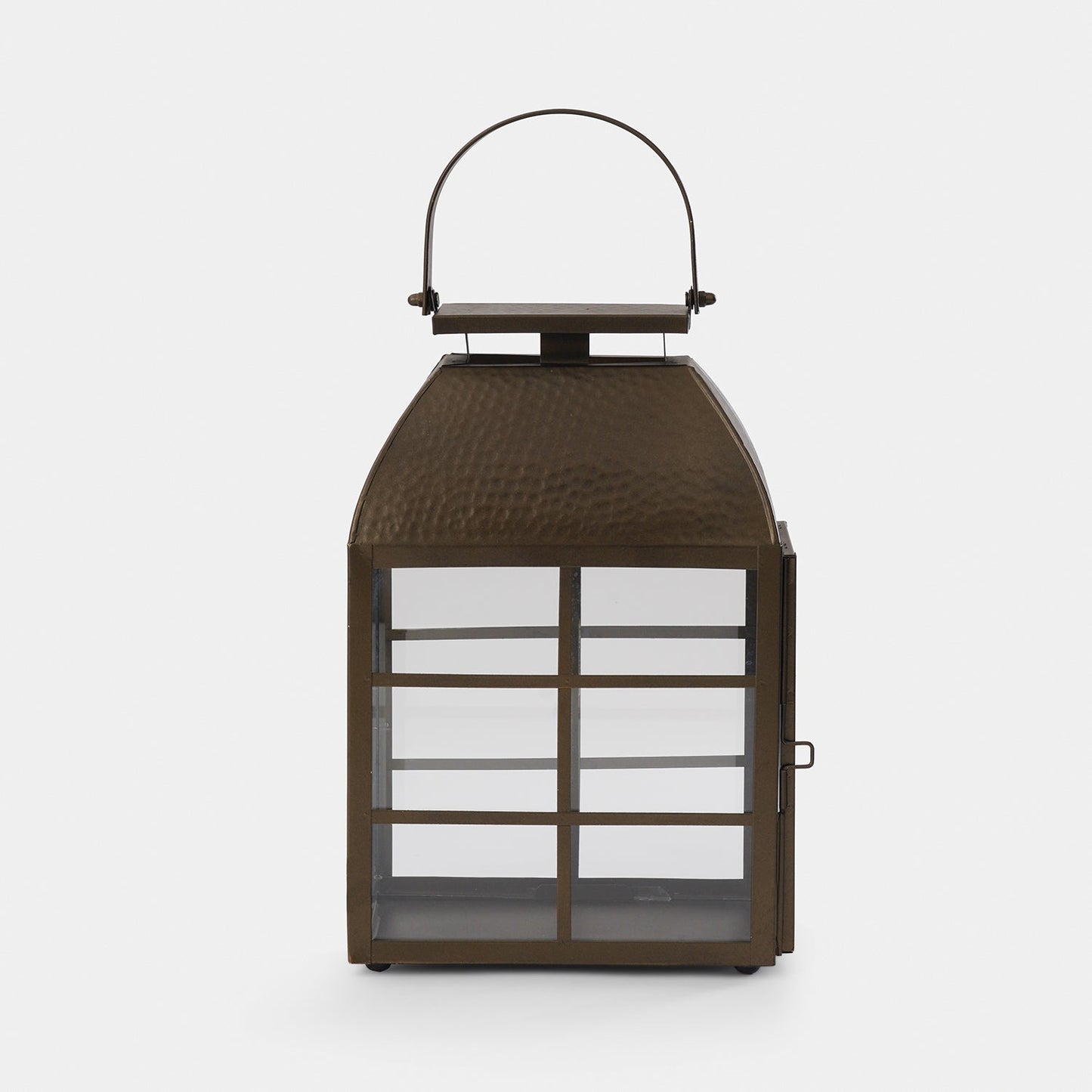Brown Antique Finish Hammered Lantern - Small
