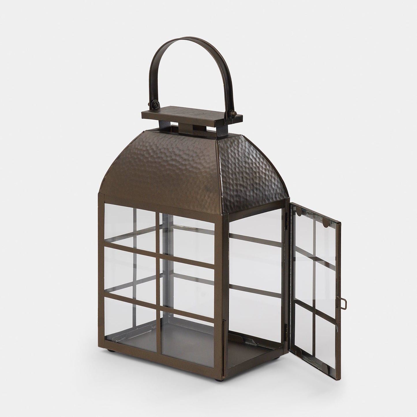 Brown Antique Finish Hammered Lantern - Small
