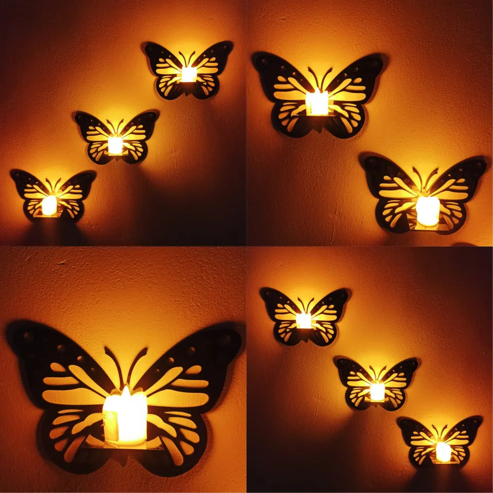 Pack of 3 Butterfly Wall Candle