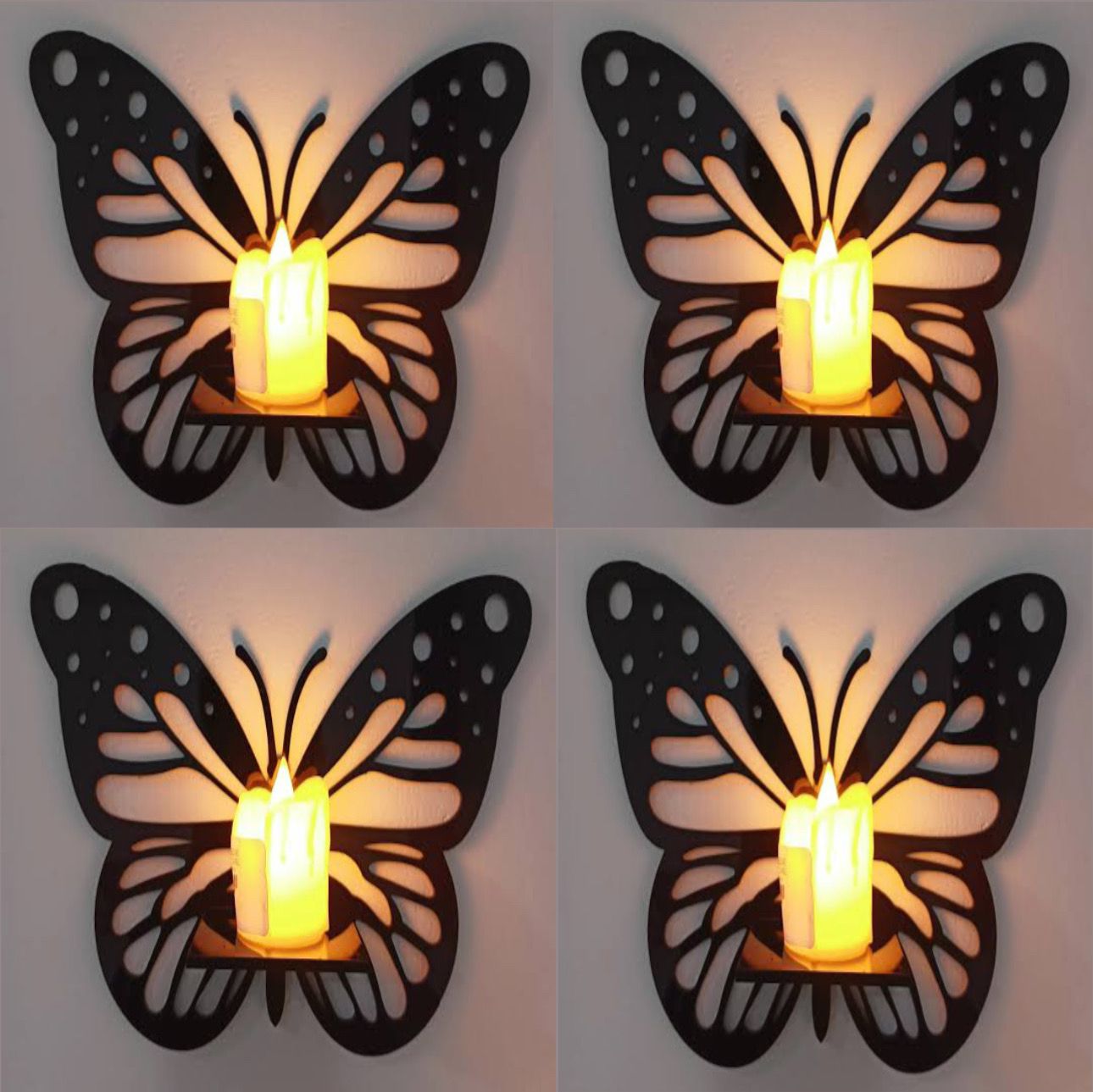 Pack of 3 Butterfly Wall Candle